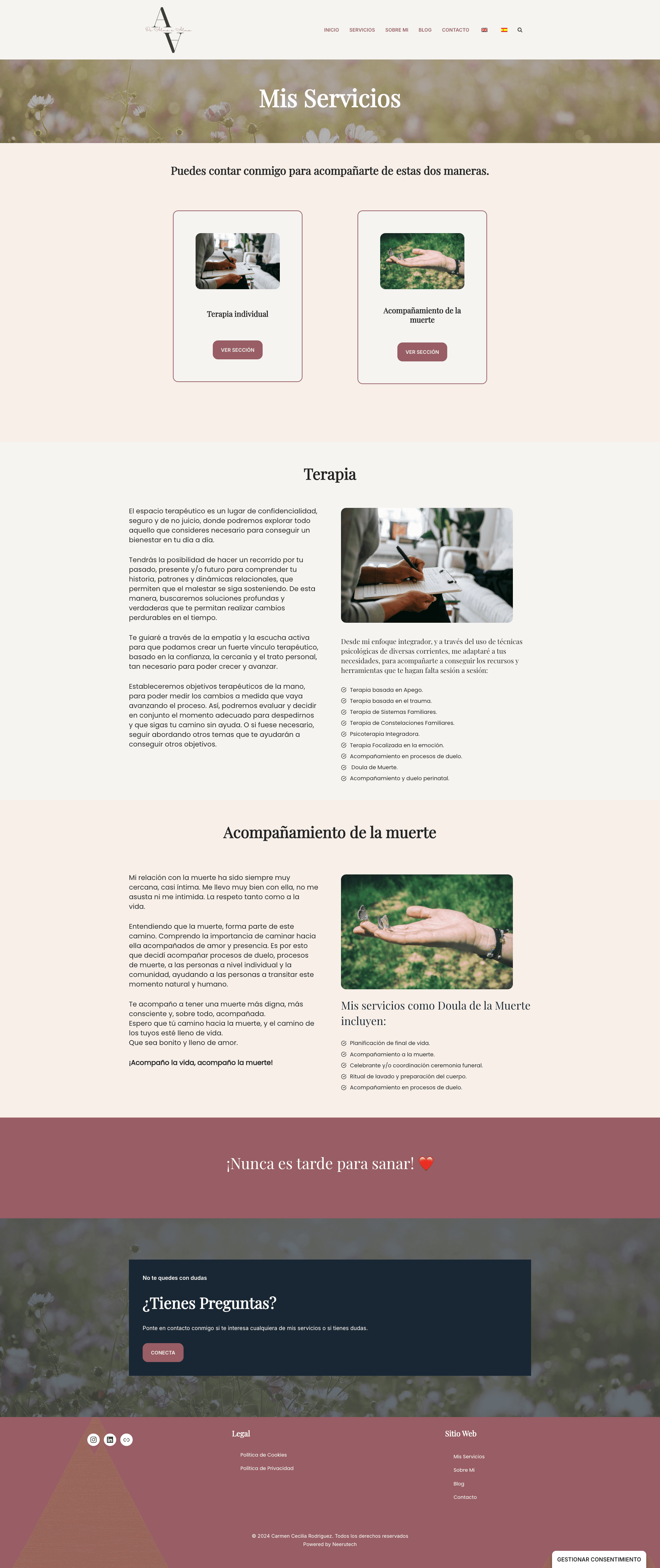 Sección de servicios