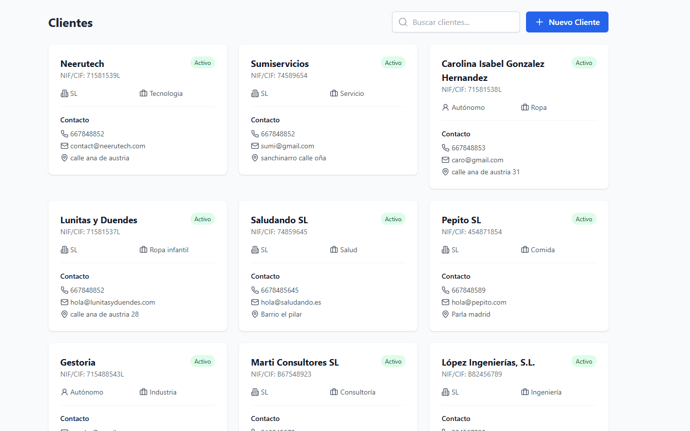 Gestión de clientes con filtros avanzados