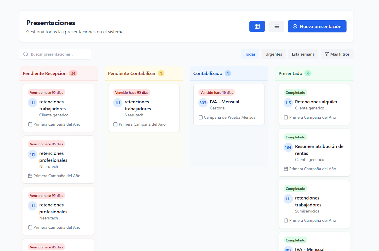 Presentaciones contables programadas