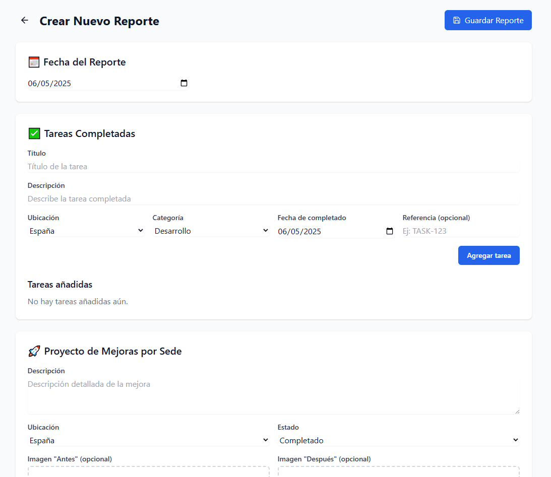 Creación de nuevo reporte semanal